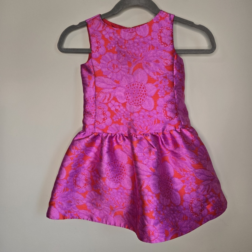 Crewcuts J Crew Girls Outlet Sz 5 Pink Paisley Ruffle Pleated Jacquard Dress